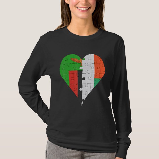 Zambian Flag Herz T-Shirt (Vorderseite)