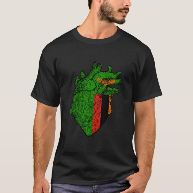 Zambian Flag Zambian Pride Zambia Heart Zambian Ro T-Shirt (Vorderseite)