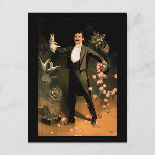 Zan Zig darstellend mit Kaninchen und Rose Postkarte