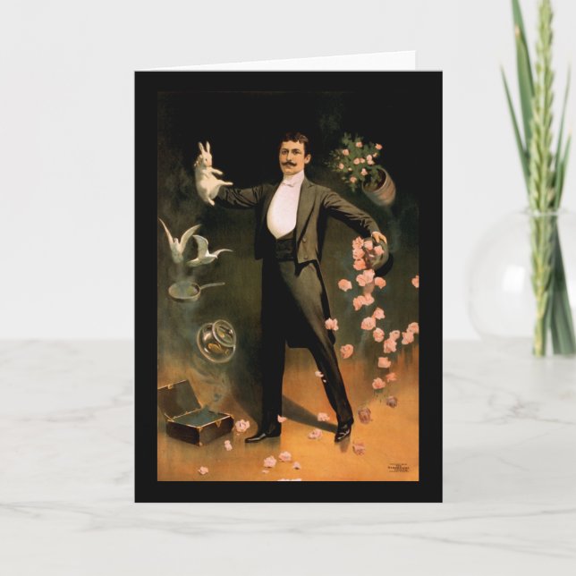 Zan Zig darstellend mit Kaninchen und Rosen Karte (Vorderseite)