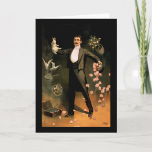 Zan Zig darstellend mit Kaninchen und Rosen Karte