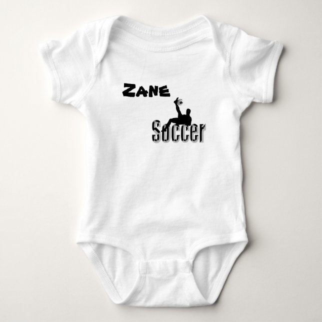 Zane Name mit Fußball-Design, Baby Bodysuit Strampler (Vorderseite)
