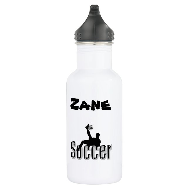 Zane-Name mit Fußball-Design, Wasserflasche (Rechts)