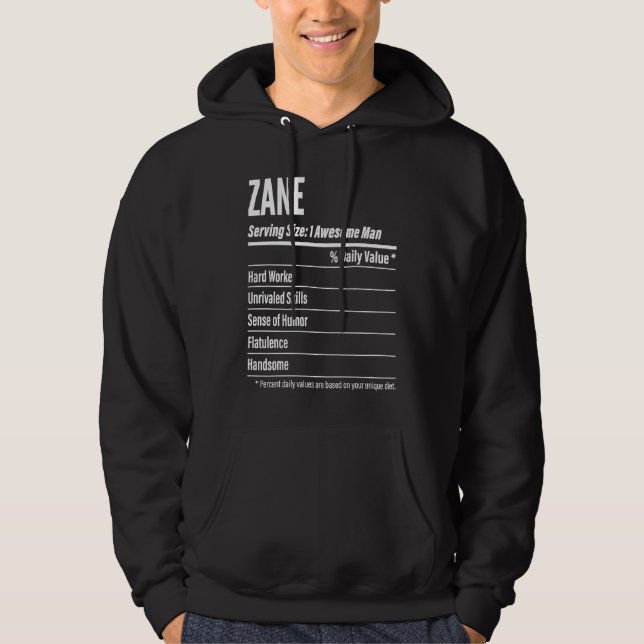 Zane  Nutritional Facts Serving Size Calories Hoodie (Vorderseite)