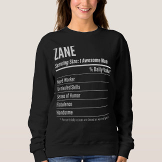 Zane Serving Size Nutrition Label Calories Sweatshirt