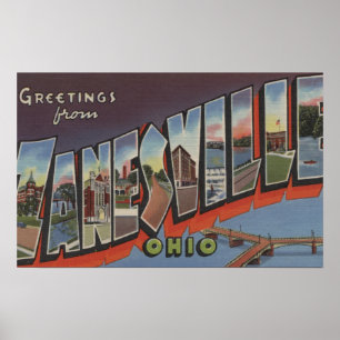 Zanesville, Ohio - große Buchstabe-Szenen Poster