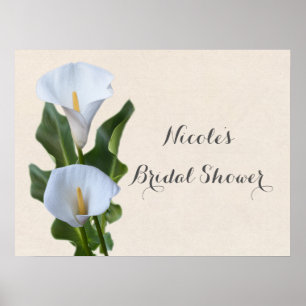 Zantedeschia Blumen Floral Elegante Hochzeitsbräut Poster