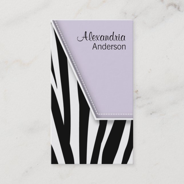 Zany Angesagte Zebra Print Business Cards (lila) Visitenkarte (Vorderseite)