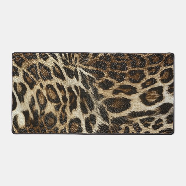 Zany und Spiffy Leopard Spots Leder Grain Look Schreibtischunterlage (Vorderseite)
