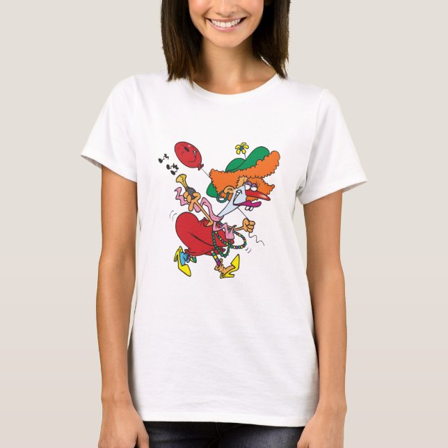 Zany Woman Running Clown T-Shirt (Vorderseite)