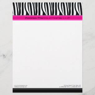 Zany-Zebra-Hot-Pink-Designer-Letterhead Briefbogen