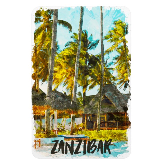 Zanzibar Africa Vintage Travel Illustration Magnet (Vertikal)