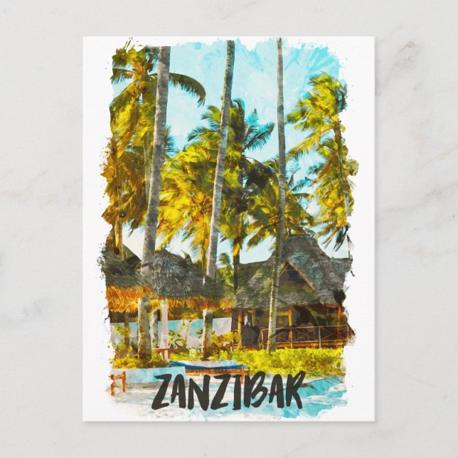 Zanzibar Africa Vintage Travel Illustration Postkarte (Vorderseite)