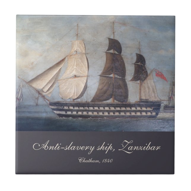 Zanzibar Clipper Ship Anti-Sklaverei Schwarzküste Fliese (Vorderseite)