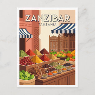 Zanzibar Gewürzmarkt Obststände Tansania Postkarte