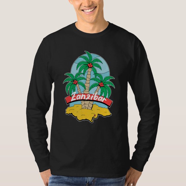 Zanzibar Palm Beach Surfing Souvenir Beach Vacatio T-Shirt (Vorderseite)