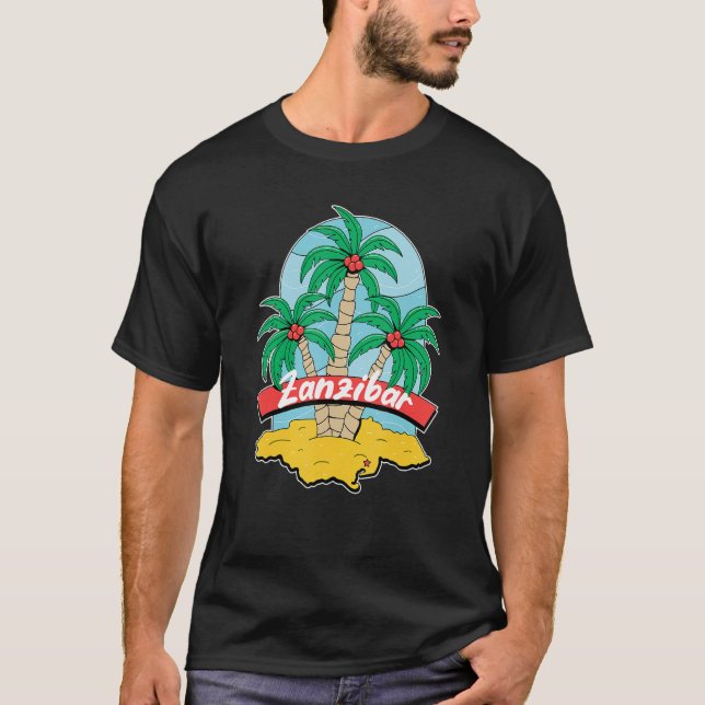 Zanzibar Palm Beach Surfing Souvenir Beach Vacatio T-Shirt (Vorderseite)