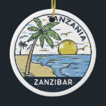Zanzibar Tanzania Vintage Keramik Ornament<br><div class="desc">Zanzibar vector art design. Unguja,  also known as Zanzibar Island,  is the main island in the Tanzanian archipelago of Zanzibar.</div>