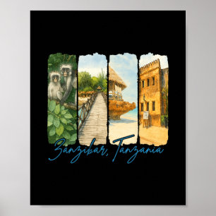 Zanzir Tansania Reisereise Pinselstrich Souvenir Poster