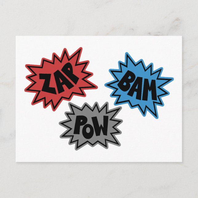 ZAP BAM POW Comic Sound FX - Original Postkarte (Vorderseite)