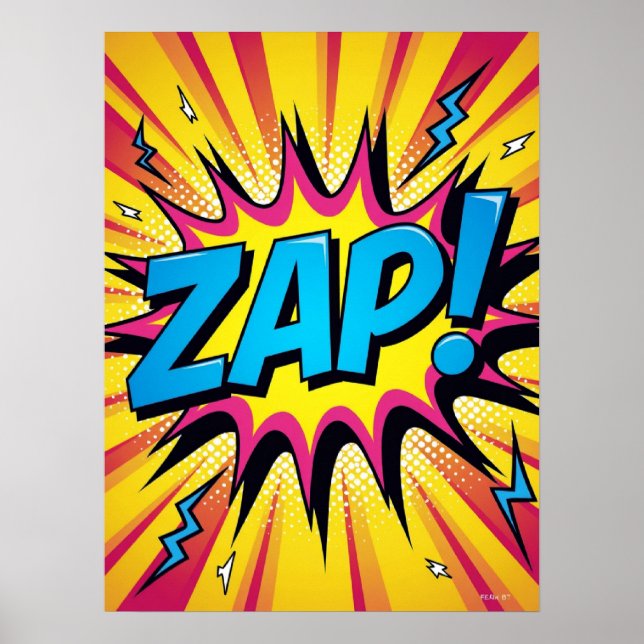 ZAP! Elektrischer Pop - Retro-Comic-Explosionspops Poster (Vorne)
