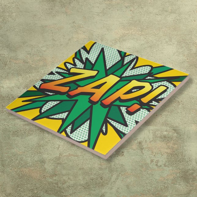 ZAP Fun Retro-Comic-Book-Pop-Art Fliese (ZAP Fun Retro Comic Book Pop Art Tile)