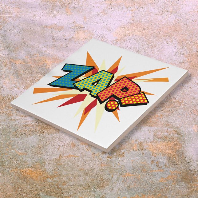 ZAP Fun Retro-Comic-Book-Pop-Art Fliese (ZAP Fun Retro Comic Book Pop Art Ceramic Tile)