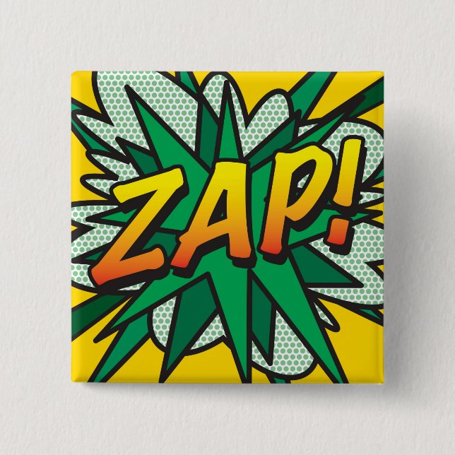 ZAP Fun Retro Comic Pop Kunst, Dichtung und Musik Button (Vorderseite)