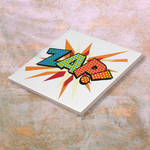 ZAP Fun Retro Comic Pop Kunst, Dichtung und Musik Fliese
