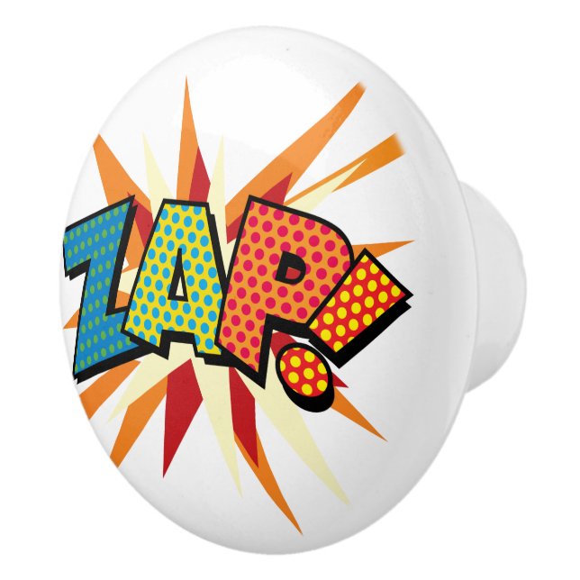 ZAP Fun Retro Comic Pop Kunst, Dichtung und Musik Keramikknauf (Rechts)
