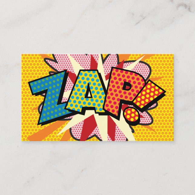 ZAP Fun Retro-Comicbuch Visitenkarte (Vorderseite)