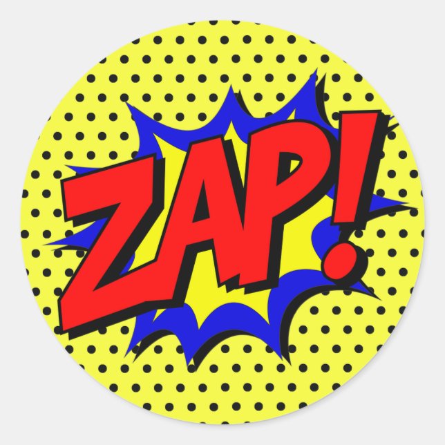 Zap Pop Art Superpower Hero Geburtstagsaufkleber Runder Aufkleber (Vorderseite)