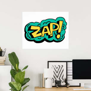 ZAP-Sprechblasenwort, handgezeichnete Illustration Poster