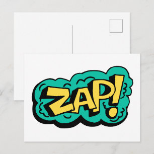 ZAP-Sprechblasenwort, handgezeichnete Illustration Postkarte