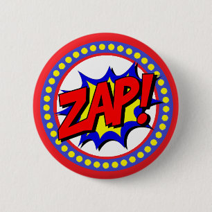 Zap Superhero-Cartoon-Knopf Button