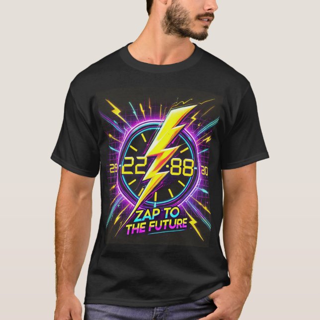 Zap to the Future Retro Sci-Fi T - Shirt - Neon Li (Vorderseite)
