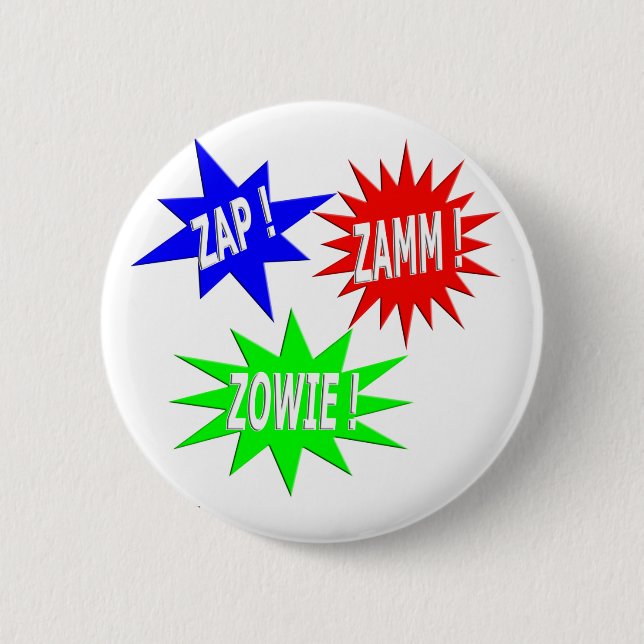 Zap Zamm Zowie Knopf Button (Vorderseite)