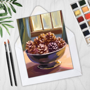 Zapfen fallen Herbst Aquarell Feiertagskarte