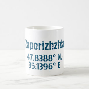 Zaporizhzhia Latitude & Longitude beunruhigt Kaffeetasse