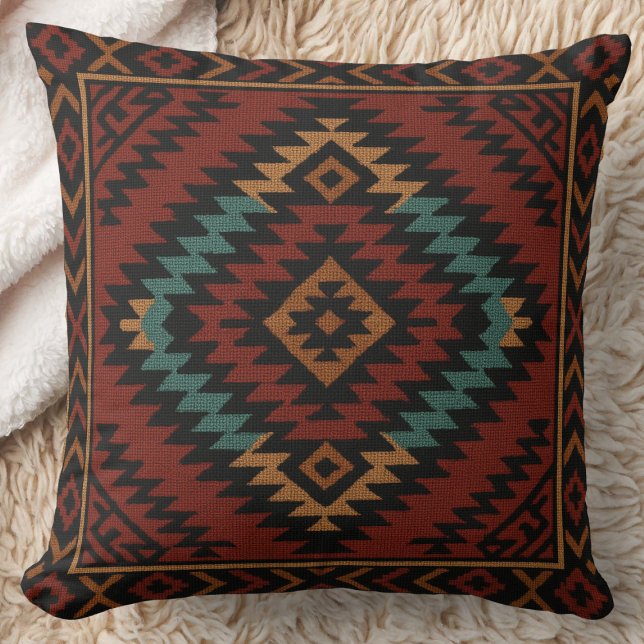 Zapotec Folk Art Geometric Diamond Gewindekissen Kissen (Von Creator hochgeladen)