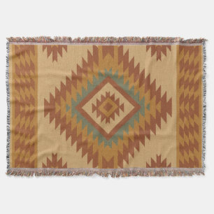Zapotec Folk Diamond Cotton Blanket Throw Decke