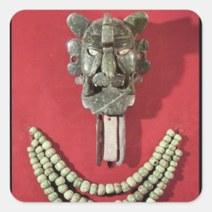 Zapotec pectoral, die Maskenform, die die Quadratischer Aufkleber
