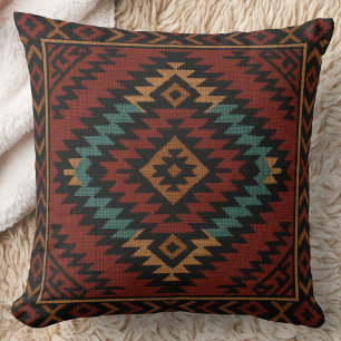 Zapotec Volkskunst Geometrisches Diamant-Wurfkisse Kissen