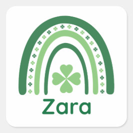 Zara Name Clover Boho Rainbow Quadratischer Aufkleber