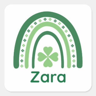Zara Name Clover Boho Regenbogen Quadratischer Aufkleber
