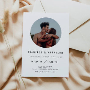 ZARA Simple Modern Minimalistisch Round Foto Weddi Einladung