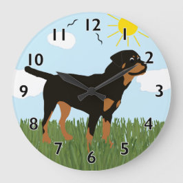 Zara the Rottweiler Große Wanduhr
