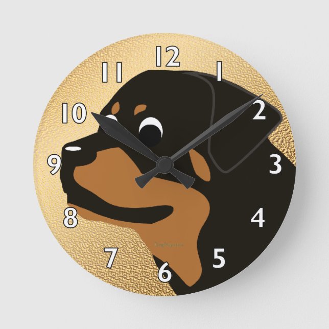 Zara the Rottweiler Runde Wanduhr (Vorderseite)