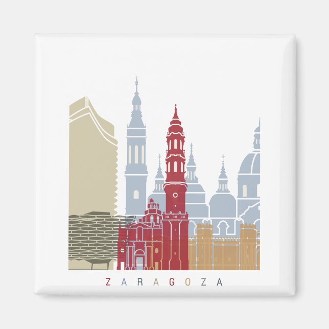 Zaragoza-Skyline-Plakat Magnet (Vorne)