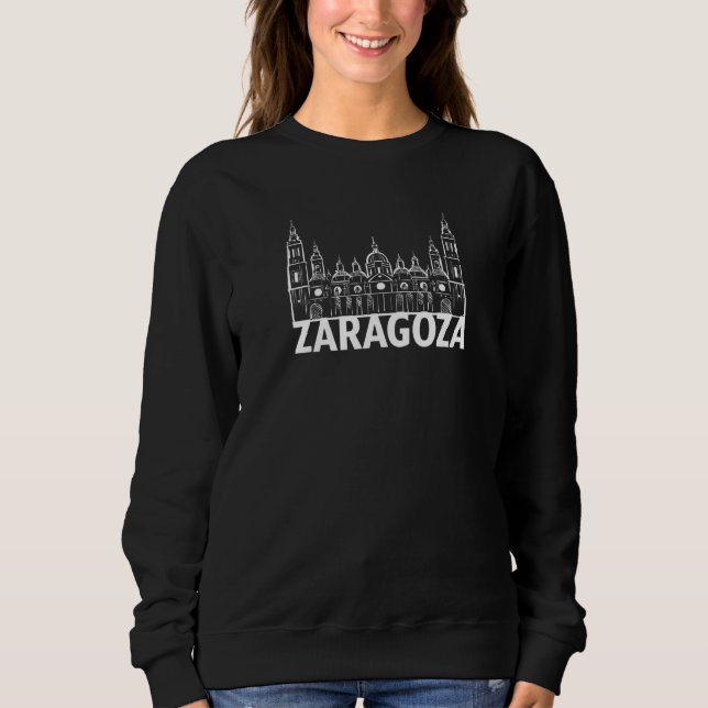 Zaragoza Spanien Skyline Silhouette Kontur Ske Sweatshirt (Vorderseite)